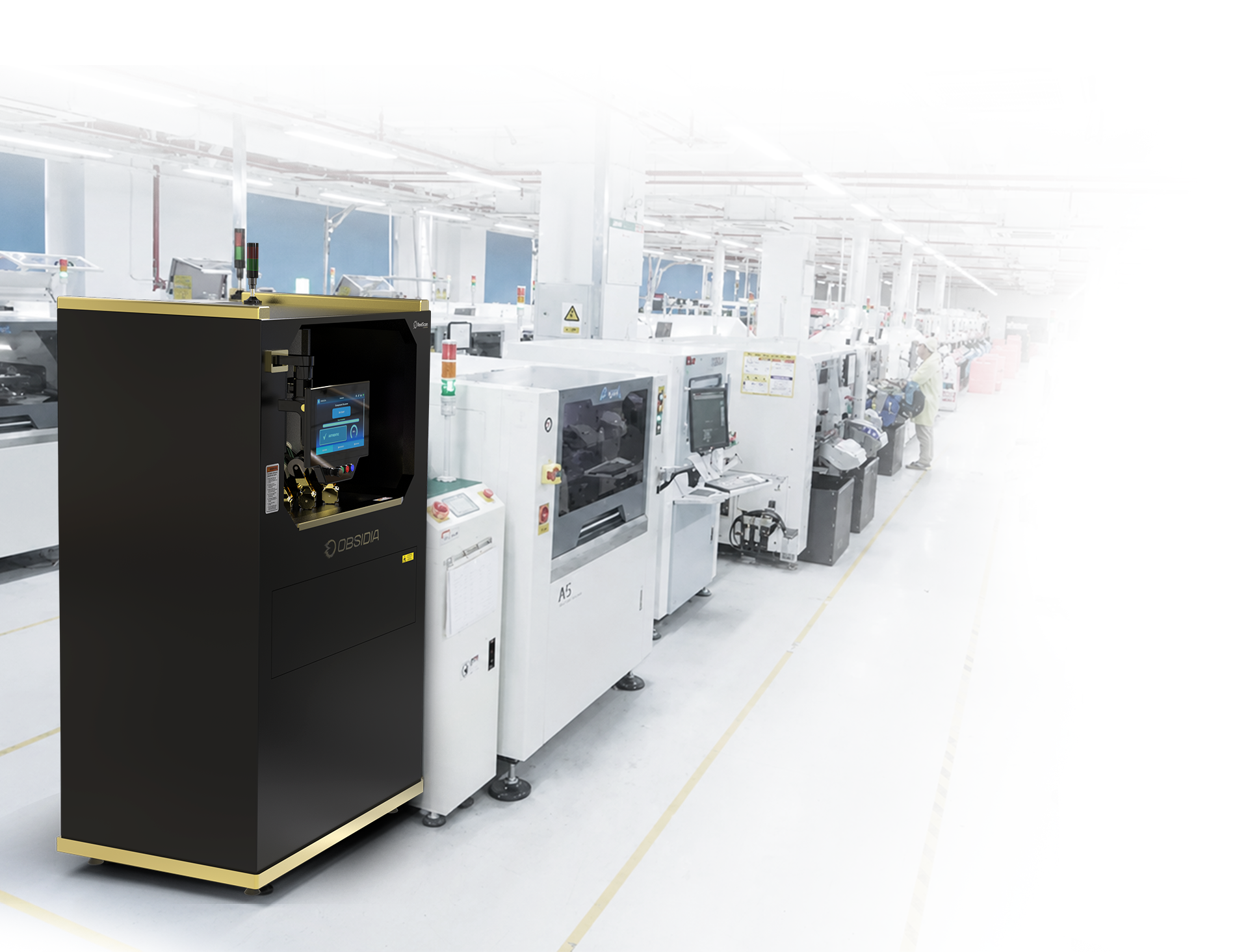 Bright semiconductor production facility with the ReelScan station on the line
